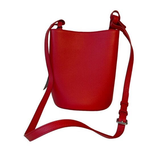 Burberry Lorne Red Pebbled Leather Bucket Crossbody Handbag Purse Bucket Bag - Picture 14 of 16